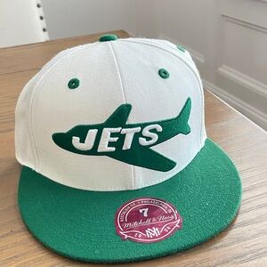 NY New York JETS  Logo NFL Mitchell & Ness Fitted Hat Cap Size 7 Vintage ⬇️